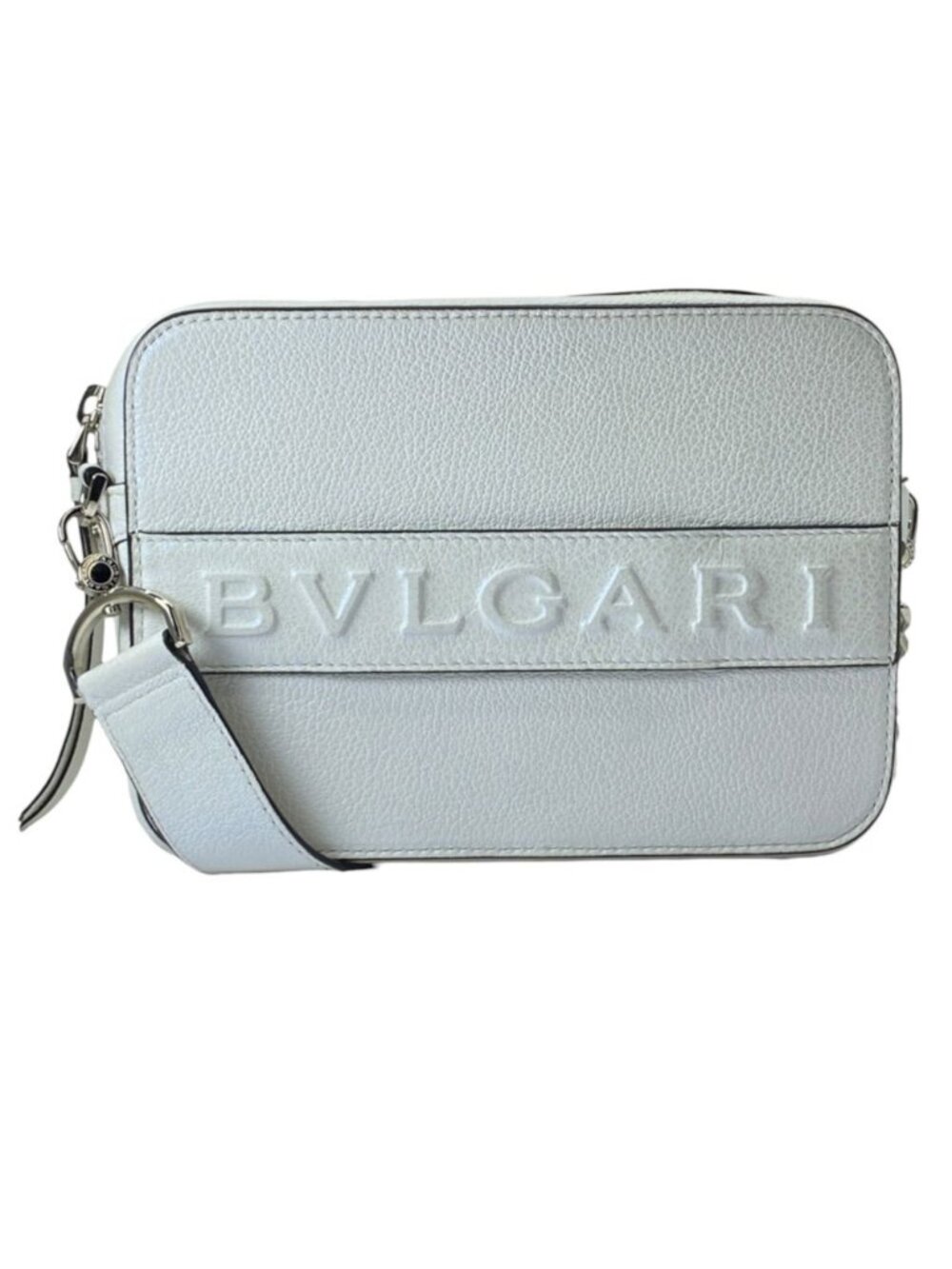 Bvlgari Shoulder Bag Serpenti Logo Leather White